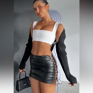 White Fox Sneak Away Mini Skirt in Black